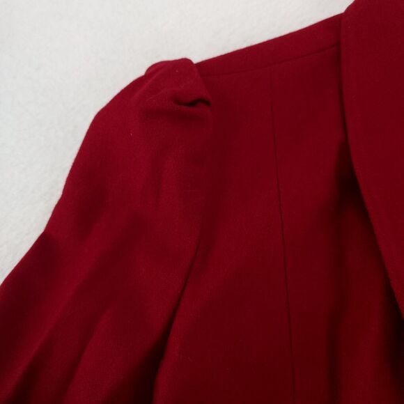 Vintage 70s Red Wool Blazer Skirt Suit Set Double-Breasted Lux Office Chic - Picture 7 of 14